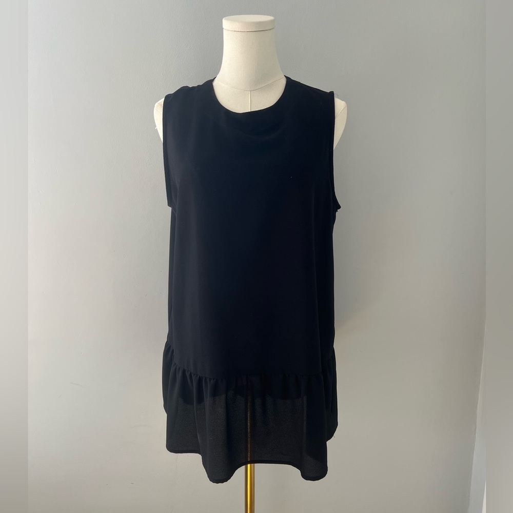 Peplum Black Sleeveless Top